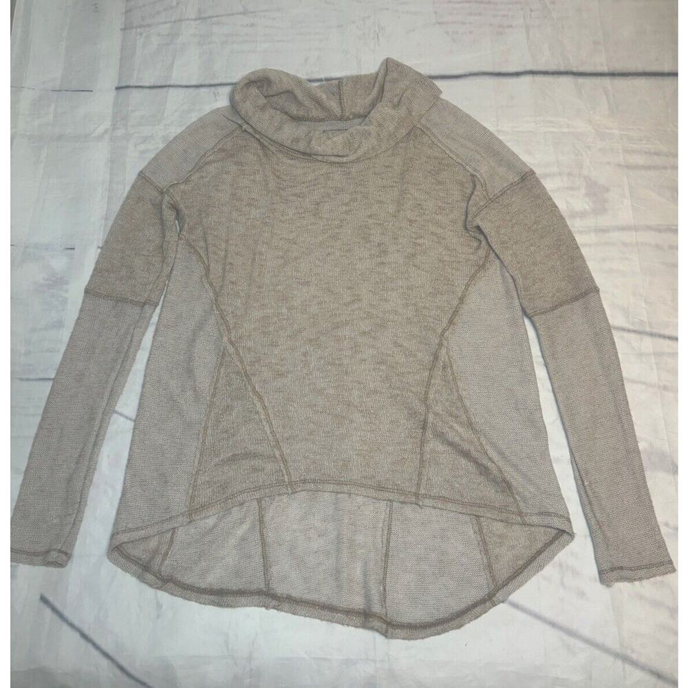We The‎ Free Long Sleeve Cowl Neck Top Sweater Beige Tan Boho Lounge Small